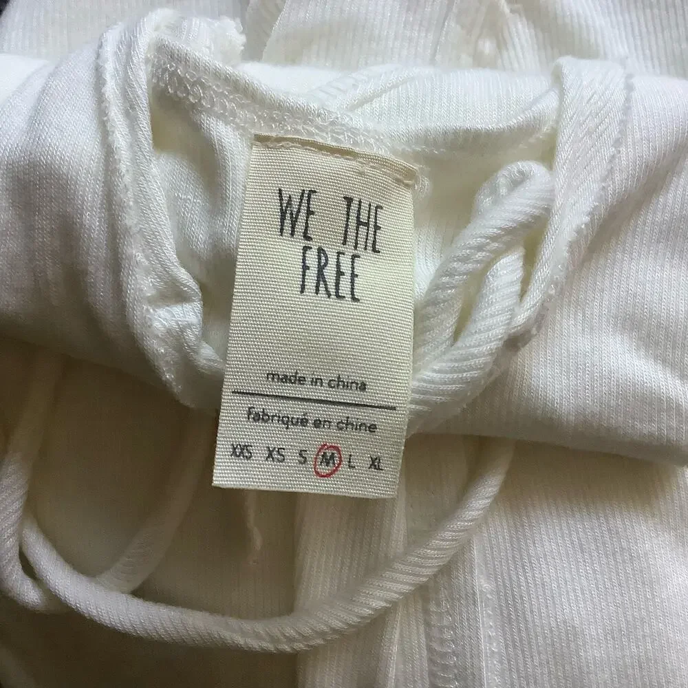 We The Free Scarlett Ivory Ribbed Relaxed Tank Top Lace Up Medium